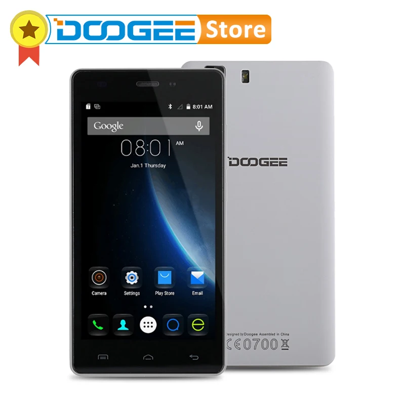 Оригинал DOOGEE X5 5.0 Дюймов MT6580 Quad Core Android 6.0 Смартфон RAM 1Гб ROM 8Гб 3G WCDMA 1280 x 720P Две SIM
