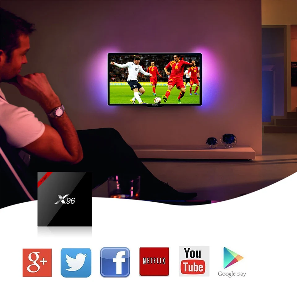 X96W Smart TV Box android 7.1 Amlogic S905W Quad Core H.265 4K 2.4GHz WiFi Media Player 2GB 16GB 1GB 8GB Set top box | Электроника