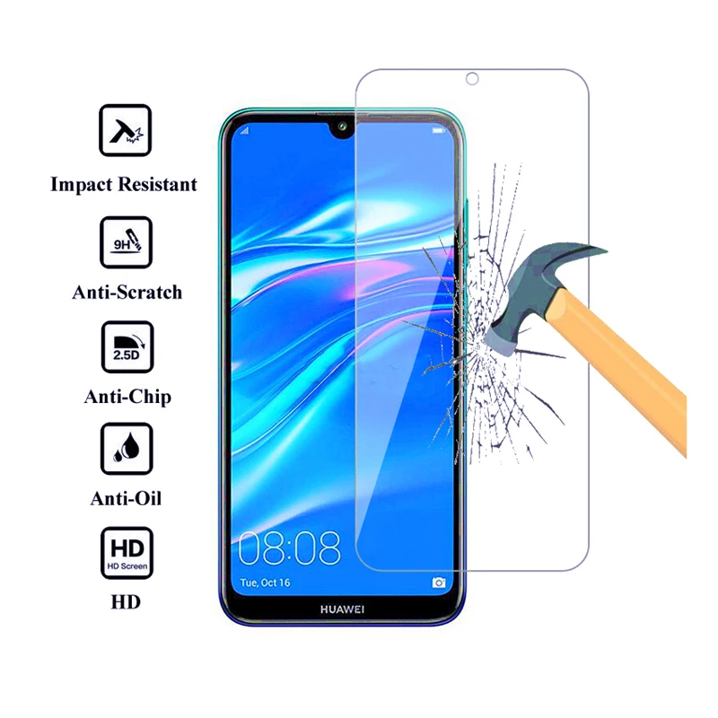 2PCS Glass For Huawei Y7 2019 Screen Protector 9H Tempered On Prime Toughened Film | Мобильные телефоны и аксессуары