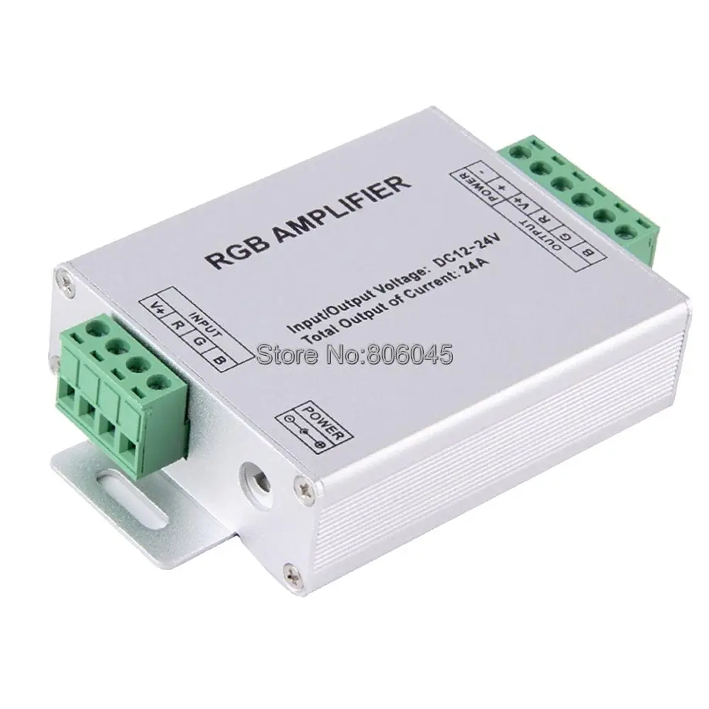 DC12V 24V 24A общий анод усилитель сигнала RGB Repater контроллер Алюминий чехол для 5050/3528