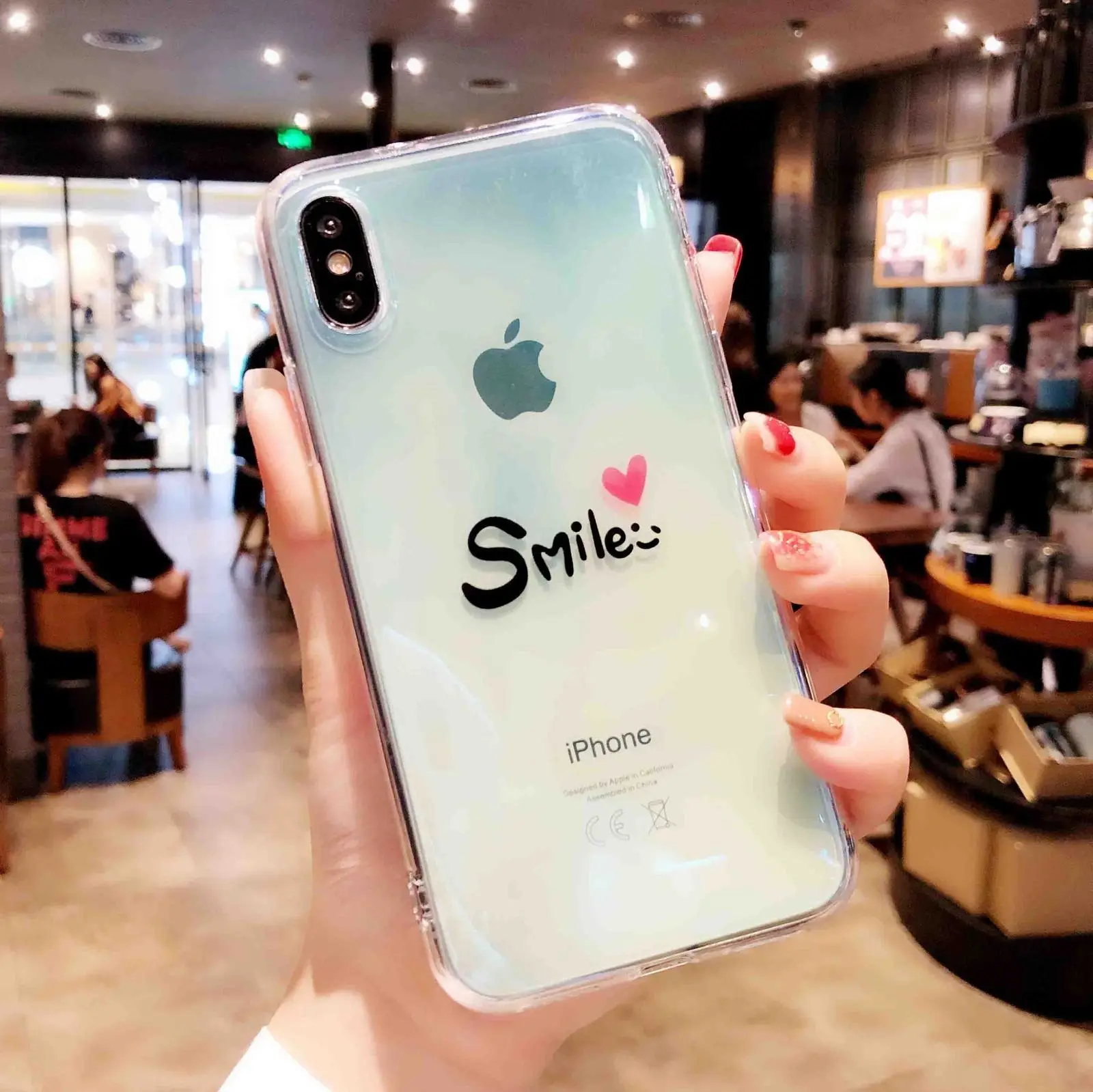Shockproof Laser Blu-Ray Transparent Clear Patterned Word Glossy Slim Soft Silicon Rubber Case Cover for IPhone X 6s 7 8 Plus |