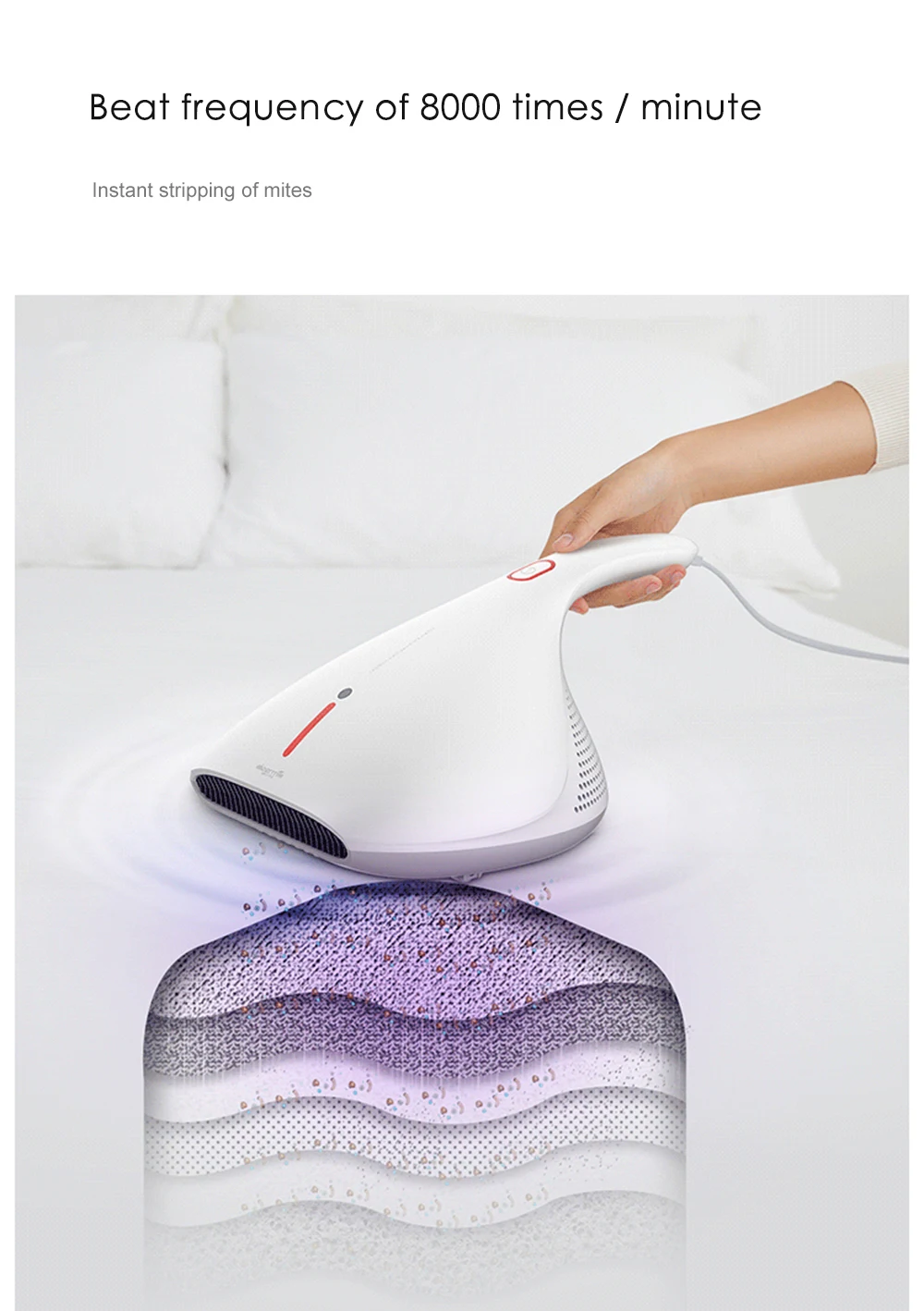 Xiaomi Deerma ручной электрический инструмент для удаления пылевых клещей UV-C пылесос 13000Pa сильная всасывающая Очистительная Машина
