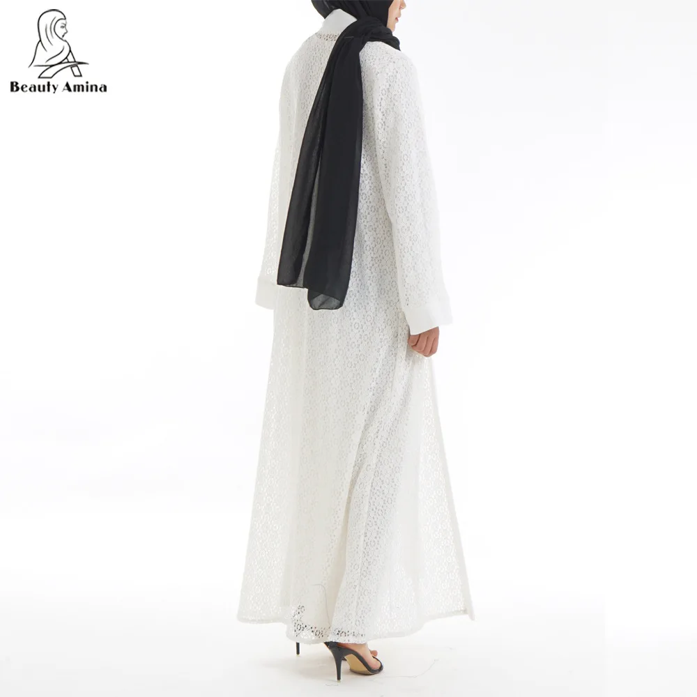 Женский мусульманский кружевной кардиган Abaya Maxi Prayer белая длинная верхняя одежда