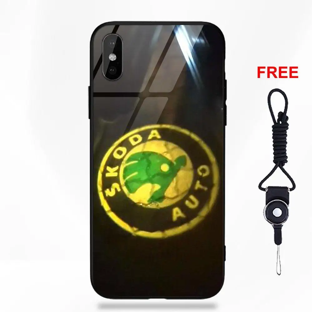 Vvcqod Skoda логотип Силиконовый ТПУ Рамка закаленное стекло чехлы для телефонов Apple iPhone 5 5C 5S SE 6 6S 7 8 Plus X XS Max XR - Цвет: as picture