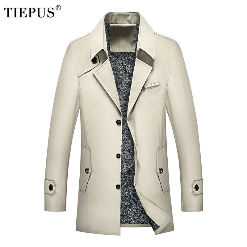 TIEPUS, новое зимнее длинное пальто, Мужская модная однотонная флисовая деловая длинная куртка, Мужская ветровка размера плюс M~ 6XL 7XL 8XL 9XL