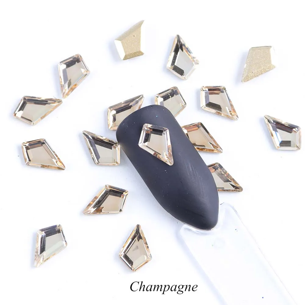 Champagne 10 шт. Стразы ab crystal Diamond золотые наклейки для ногтей-задняя блеск страз драгоценного камня украшения ваших ноготков, 3D Подвески Ювелирные изделия CH739-1 - Цвет: Champagne