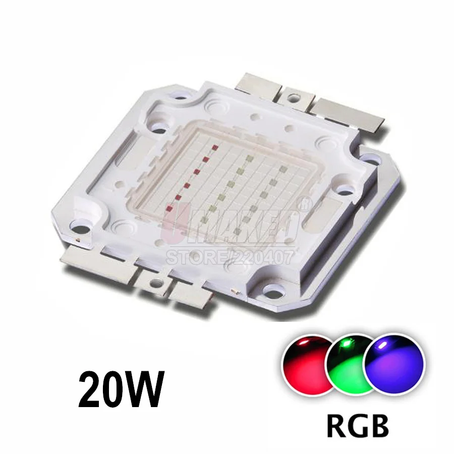 Светодиодный чип с высокой яркостью 10 Вт, 20 Вт, 30 Вт, 50 Вт, 100 Вт, RGB цвет для прожектора, светильник, точечный светильник, чипы COB