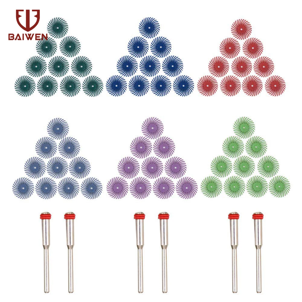 

5-20 шт., абразивные щетки с радиальной щетиной, полировальный круг, Смешанная зернистость + оправка 2pac для вращающихся инструментов