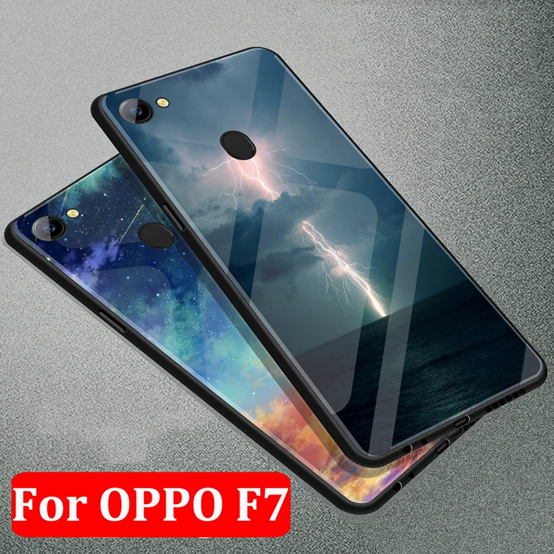 Чехол для OPPO F7 чехол со звездным небом из закаленного стекла OPPOF7 F 7 защитный