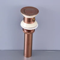 luxury rose gold brass small round cap pop up bathroom sink basin waste drain with overflow bathroom accessory msd077