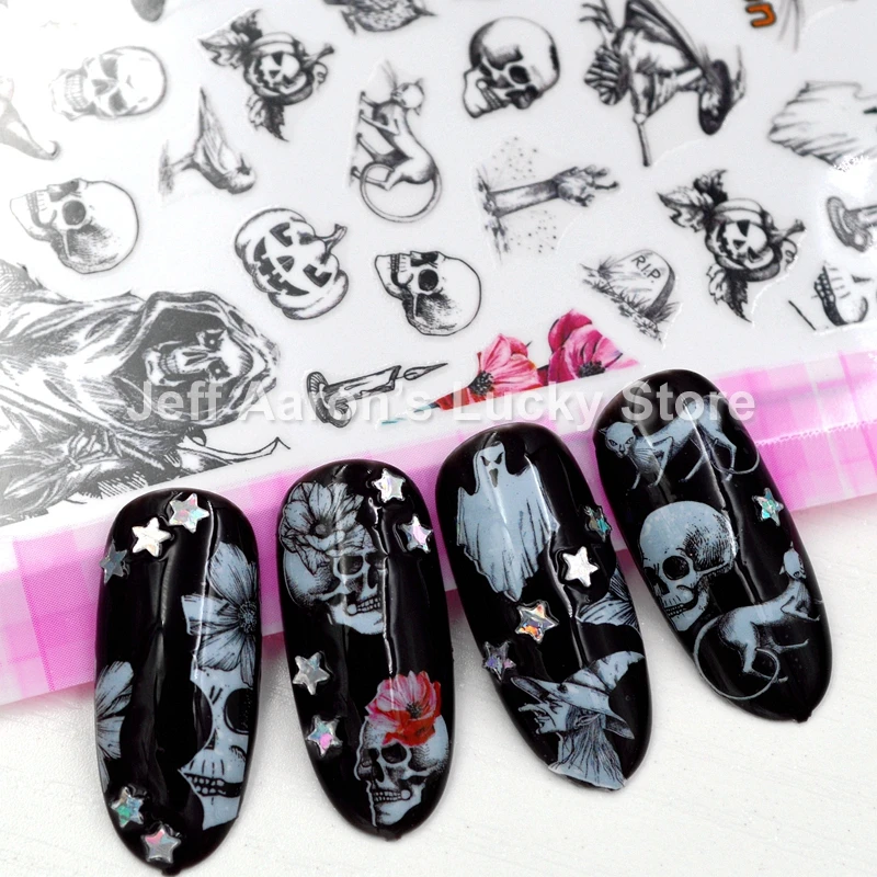 Новое поступление 1 лист Хэллоуин наклейки для ногтей украшения Поддельные