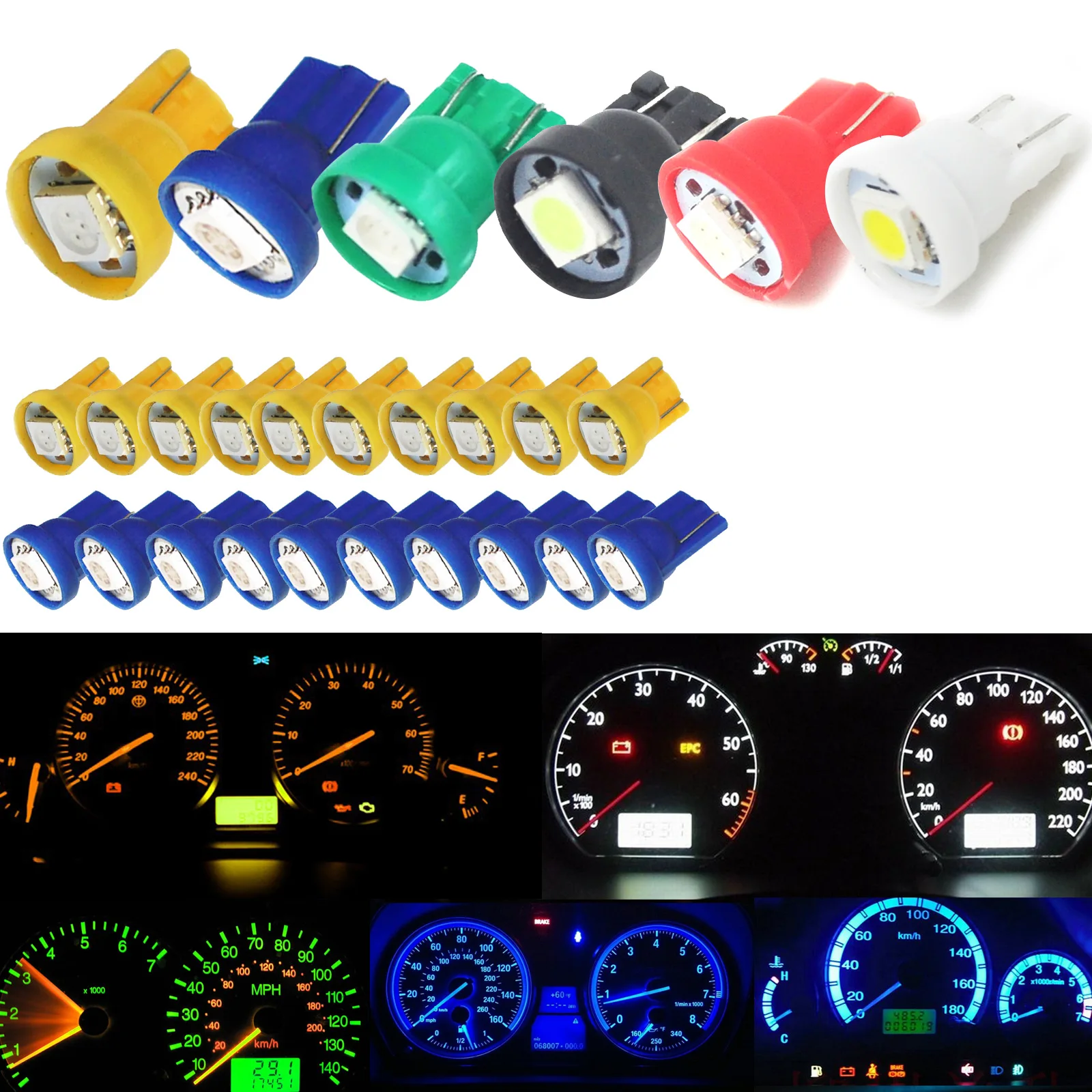 

10 шт T10 клин 5050 SMD Автомобиль Датчик светодиода индикаторы кластера 147 152 Спидометр лампы Авто приборная панель приборная лампа