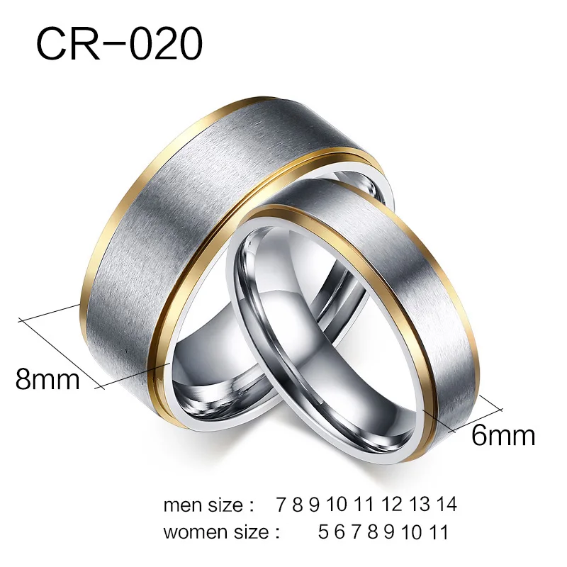 10 шт./лот оптовая продажа Обручальные кольца кольцо пару Нержавеющая сталь