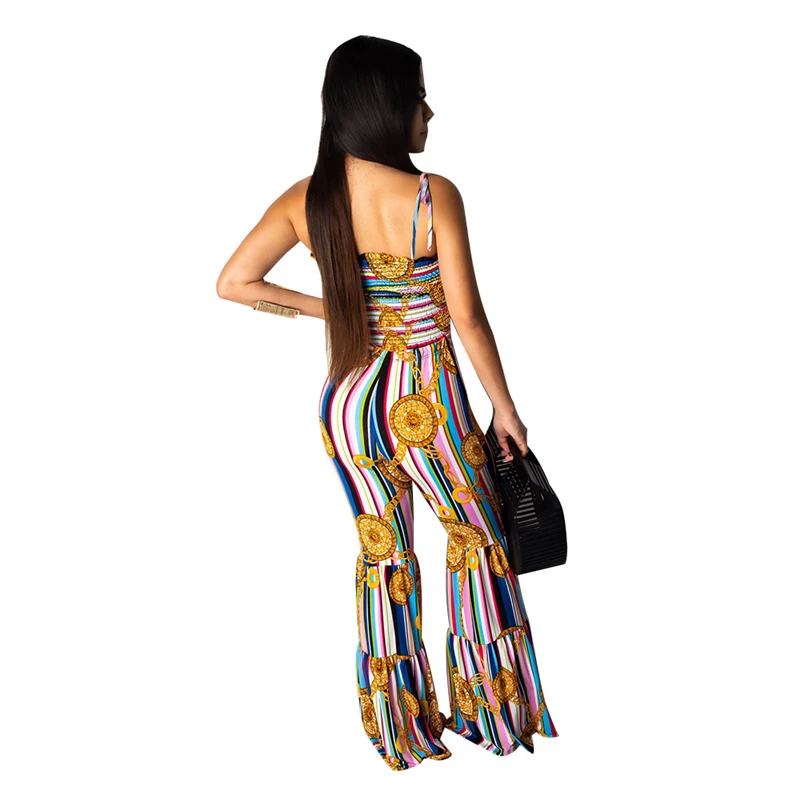 Комбинезон Adogirl на бретельках-спагетти с красочным принтом в полоску