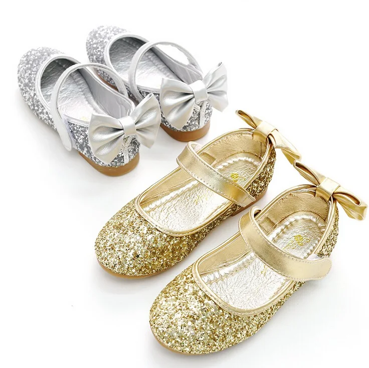 Kids Girls Glitter Princess Sandals Children Casual Wedding Shoes Square Heels Dress Party Size 26-34 | Детская одежда и обувь