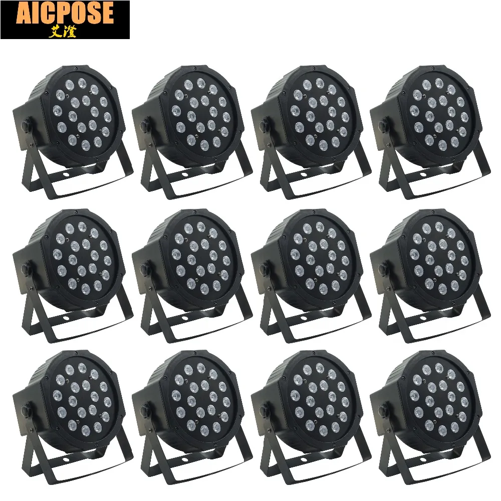 12 шт./лот 18 шт. 3 Вт светодиодные лампы 18x3 RGB в 1 плоские dmx512 дискотечные огни