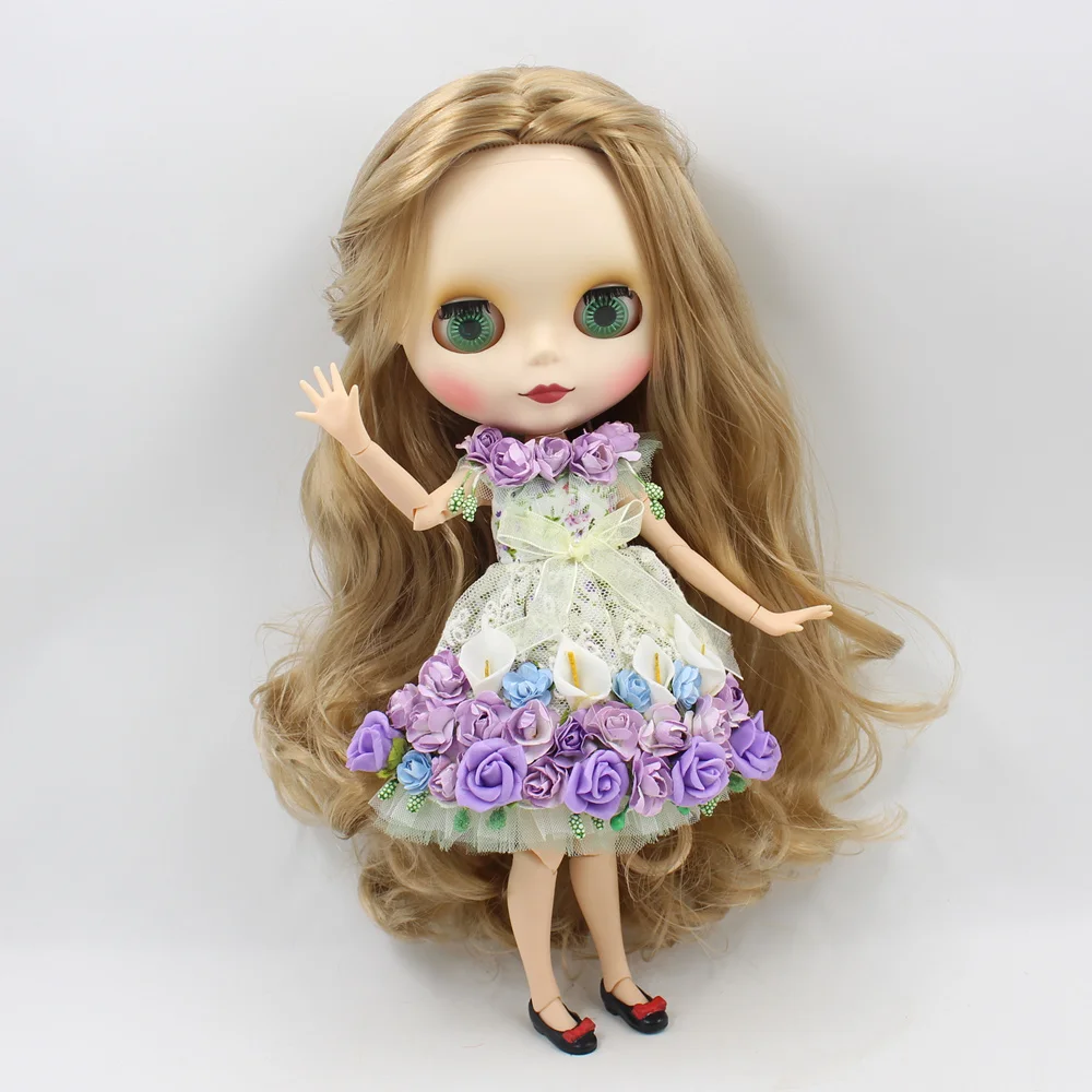 Blyth одежда для 1/6 blyth ледяная кукла цветок платье Фиолетовый Синий