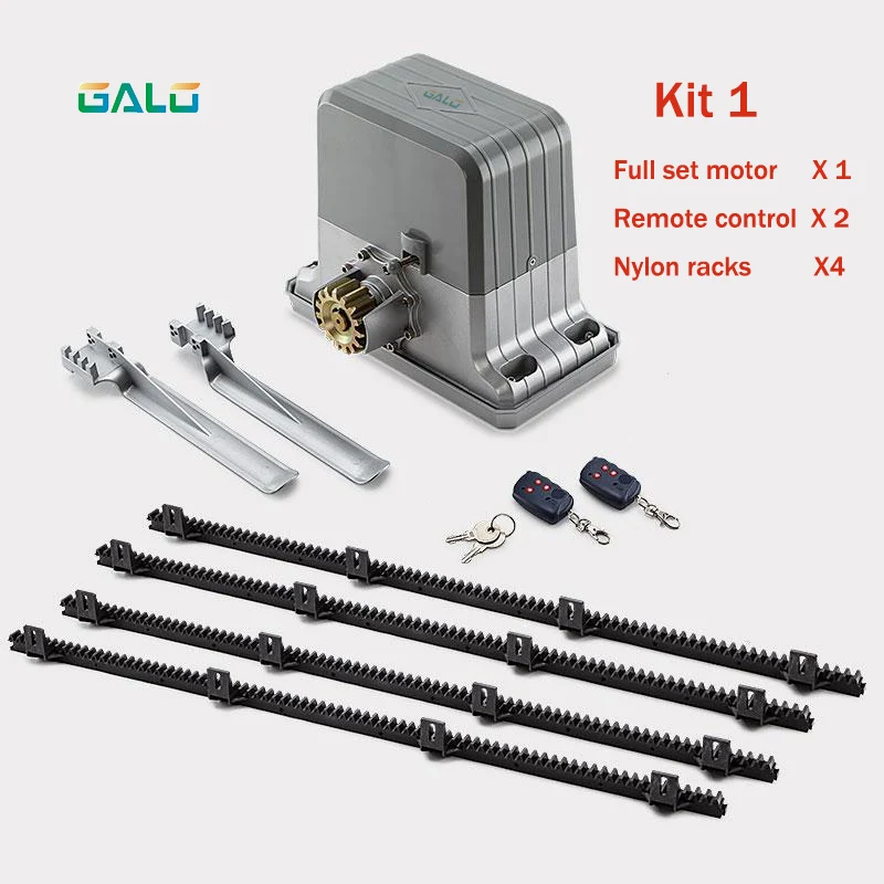 kit 1 Сверхмощный 1800 кг автоматические раздвижные ворота двигатель авто раздвижные ворота открывалка двигатель с 4 м нейлоновые стойки и пульт дистанционного управления брелоки - Цвет: kit 1