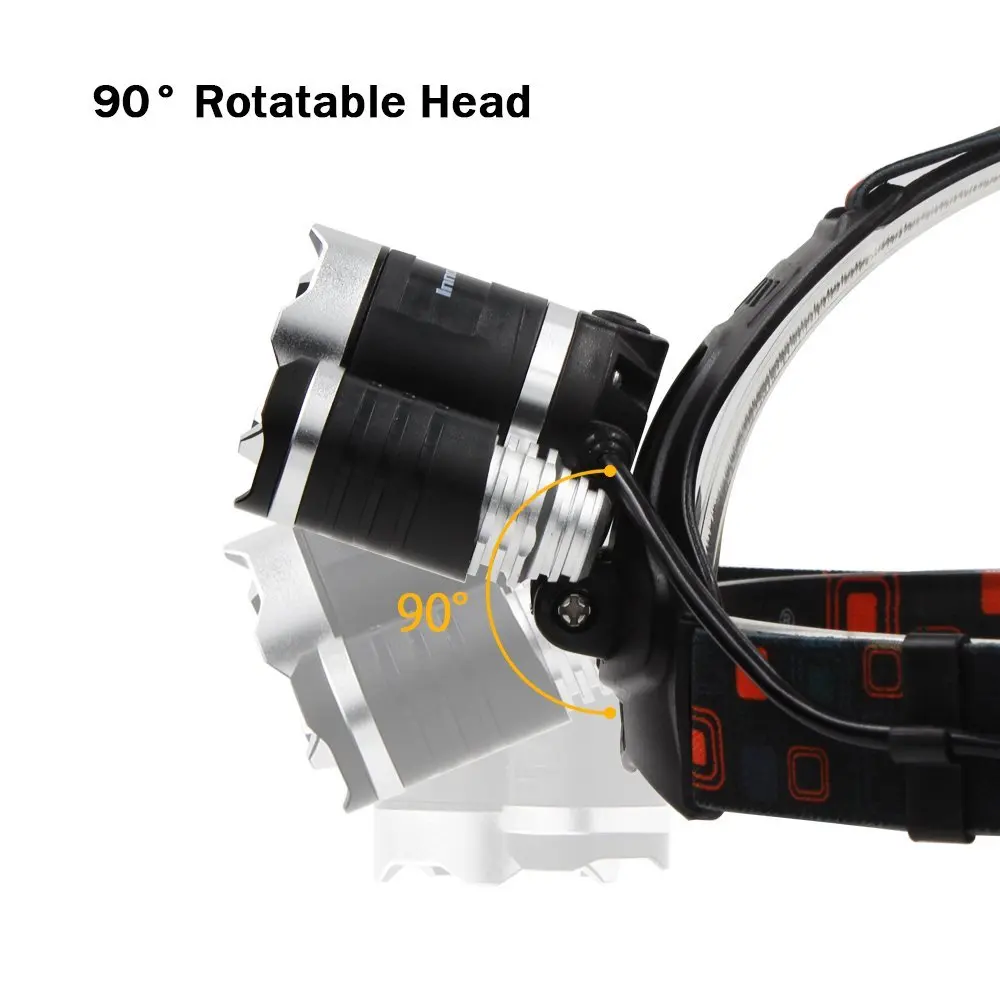 Налобный фонарь L2 + 2R5 18650 лм с зарядкой от USB| |