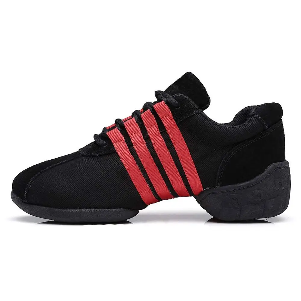 Размеры 34-44, женские кроссовки на платформе, сетчатые/Canvans, танцевальные кроссовки для девушек и женщин, спортивная обувь для танцев T01 - Цвет: Red Canvas