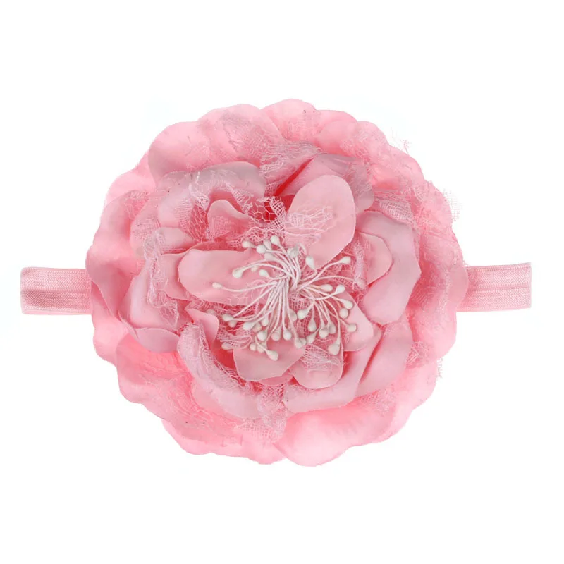 Розовая эластичная лента для волос с цветами маленьких девочек повязка на голову