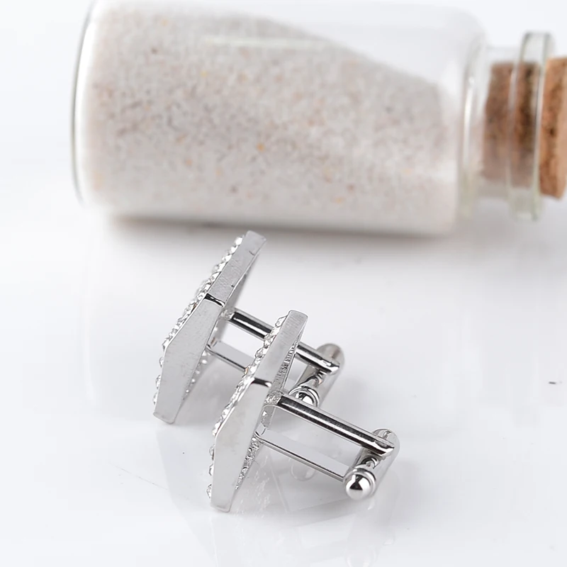 Высококачественные роскошные деловые Квадратные запонки Стразы для мужчин