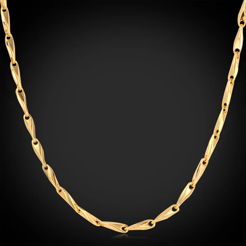 

Chain Women Necklaces Gold Color Charms Jewelry Trendy 50CM 3MM Men Chain Vintage Necklace N215