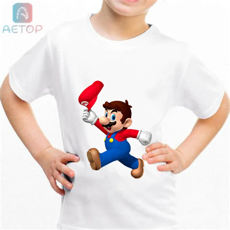 Новая забавная футболка Super Mario 020 Kingdom Детская летняя Милая одежда топы для