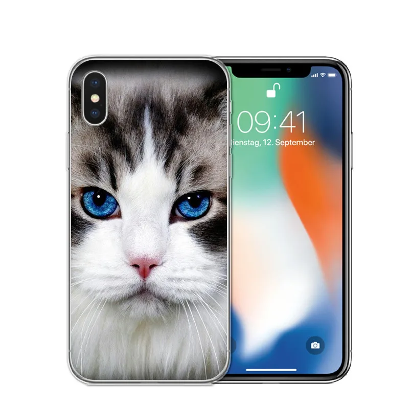 T0587 Мягкий ТПУ чехол для телефона с милым черным котом и глазами, чехол для iPhone X 10, прозрачный силиконовый чехол для iPhone 5S, SE 6, 6 S, 7 Plus, 8, 8Plus - Цвет: T0587