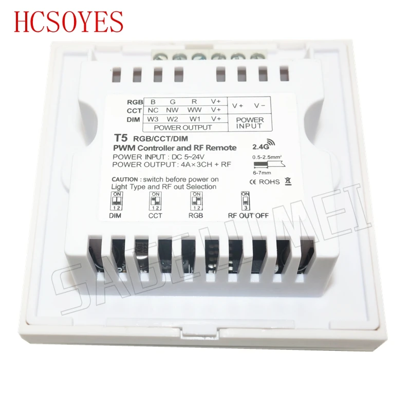 DC5V-24V RGB+CCT PWM controller RF Remote Knob panel 4A*3CH RGB CCT rotate with Wall mounted for dimmer led strip | Освещение
