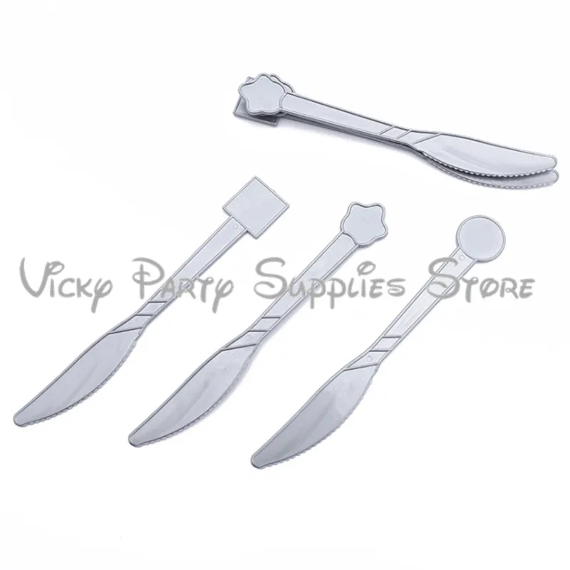 6pcs/lotCartoon Mermaid Hot Stamping Disposable Plastic Knife Birthday Baby Shower Theme Party Tableware Decorations | Дом и сад