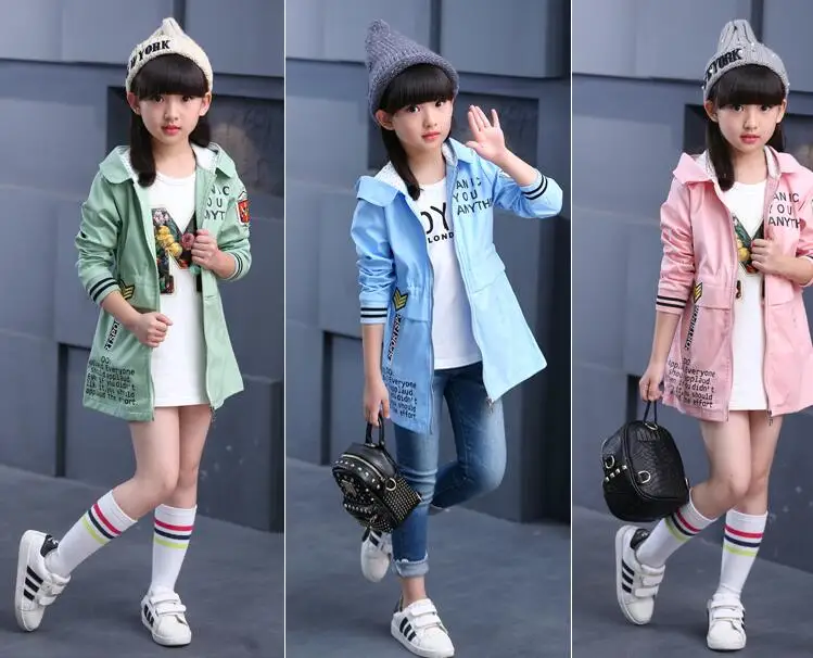 Детская одежда ветровка для девочек новинка 2017 года детское длинное пальто на