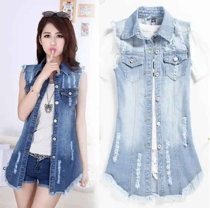 жилет женский безрукавка женская джинсовая Корейская версия большие размеры