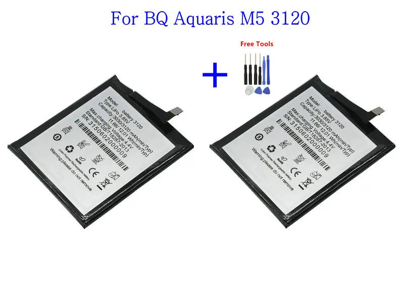 2x сменный аккумулятор большой емкости 3120 мАч BQ bq3120 для Aquaris M5 перезаряжаемые