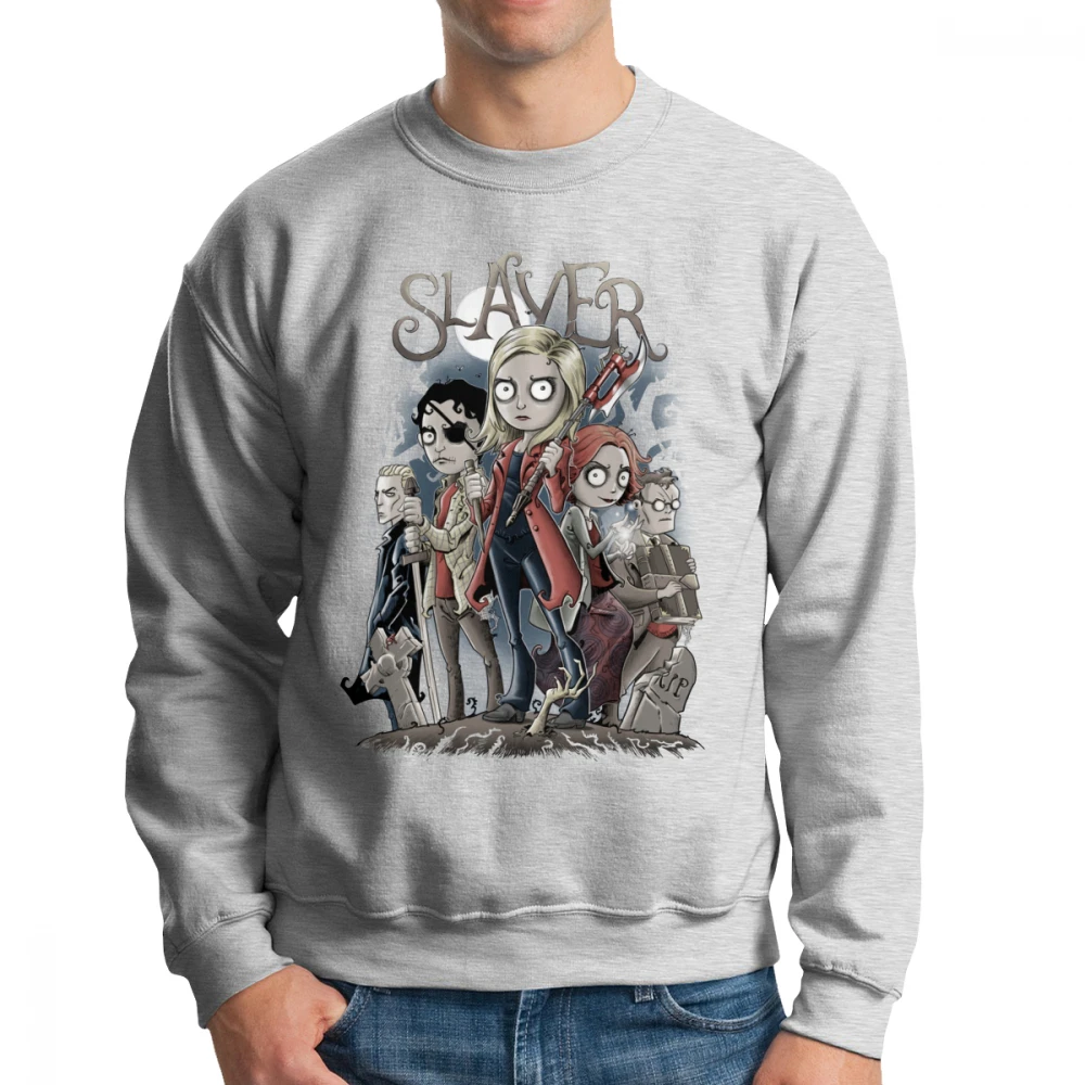 Buffy Охотник на вампиров Толстовка для мужчин длинный рукав Досуг Хлопок Crewneck винтажный пуловер