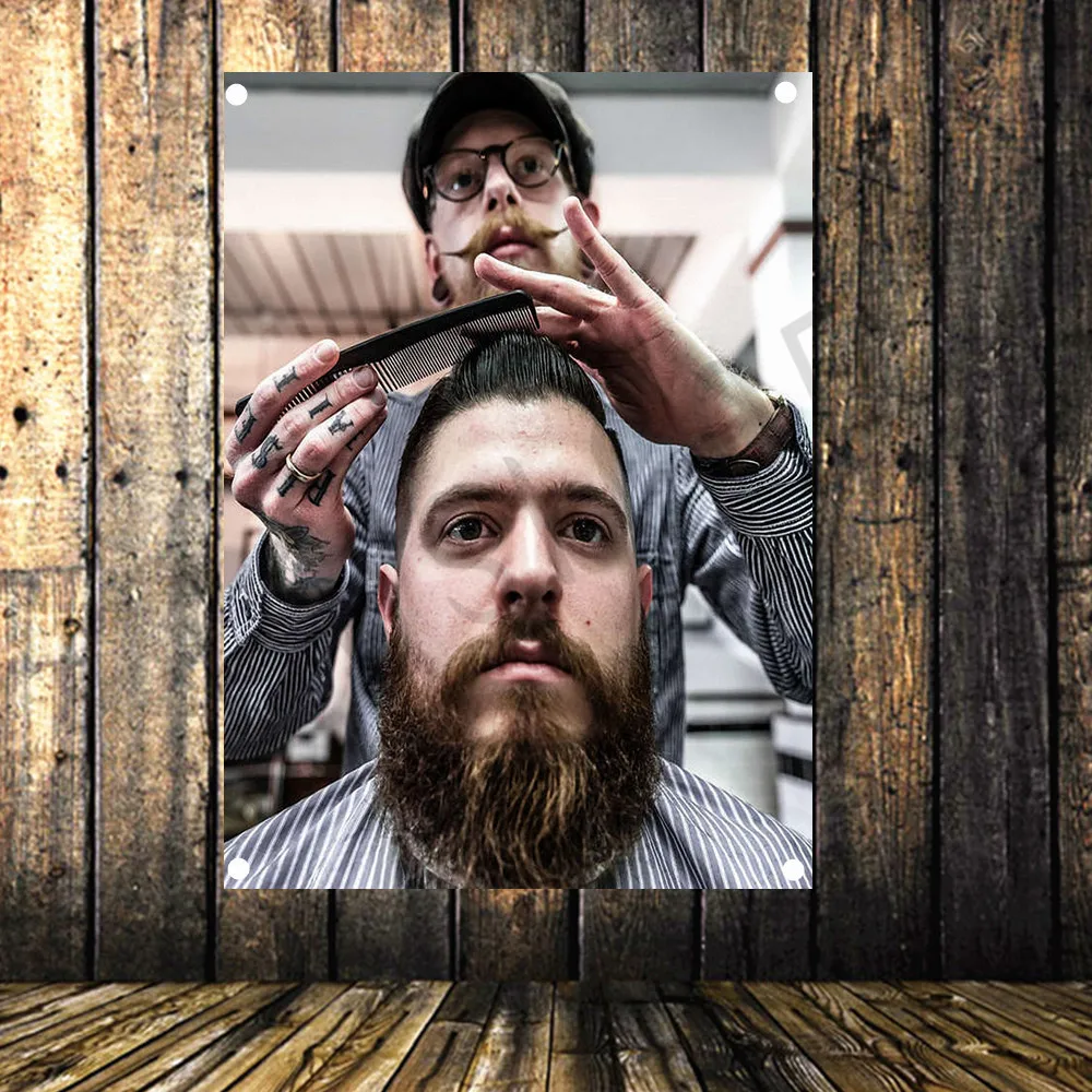 Парикмахерская винтажный декор постер для парикмахерских татуировок флаг