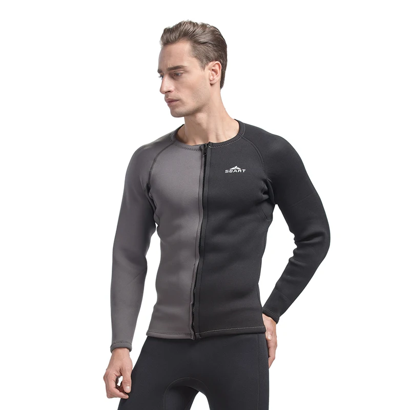 SBART 3MM Neoprene Wetsuit Men Top Long Sleeve Surf Rash Guard Jacket For Diving Surfing Swimming Clothe Keep Warm N734 | Спорт и