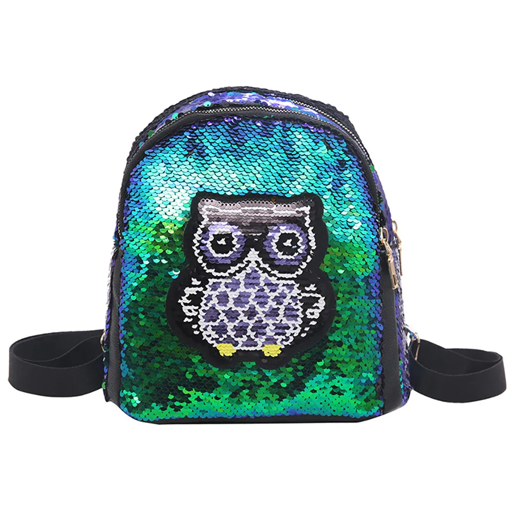 Женский рюкзак с блестками школьная сумка рисунком &quotСова&quot для девочек