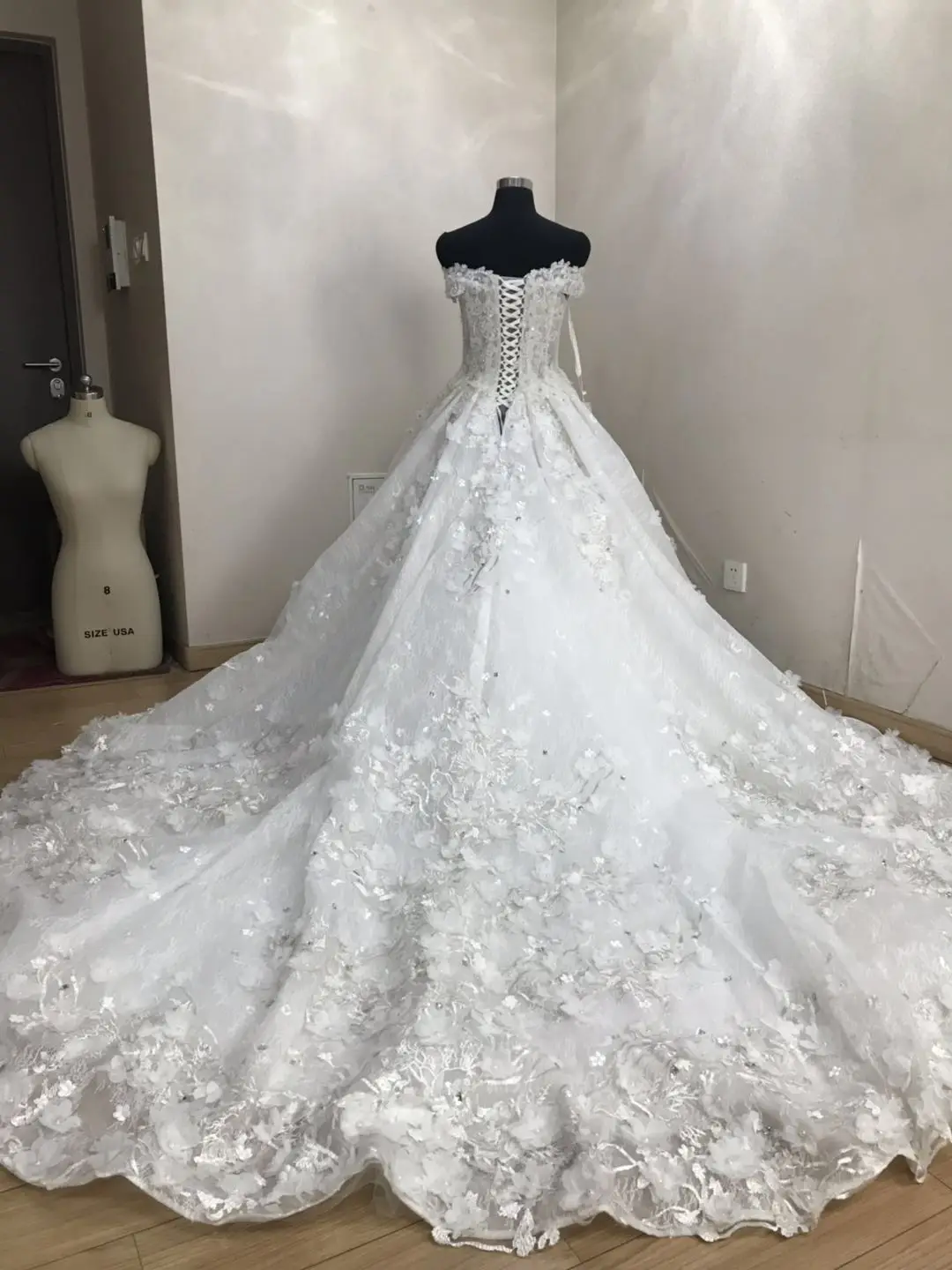 Лидер продаж; Robe De Mariee; платье с открытыми плечами; Милая Аппликация; 3d цветы; бальное платье принцессы; свадебные платья