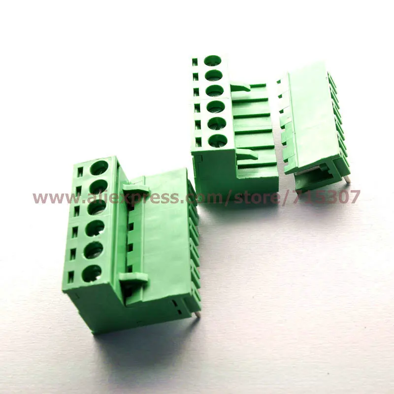 PHISCALE 5 комплектов 90 градусов правый угол PCB клеммные блоки 08 мм 6pin 300V 15A |