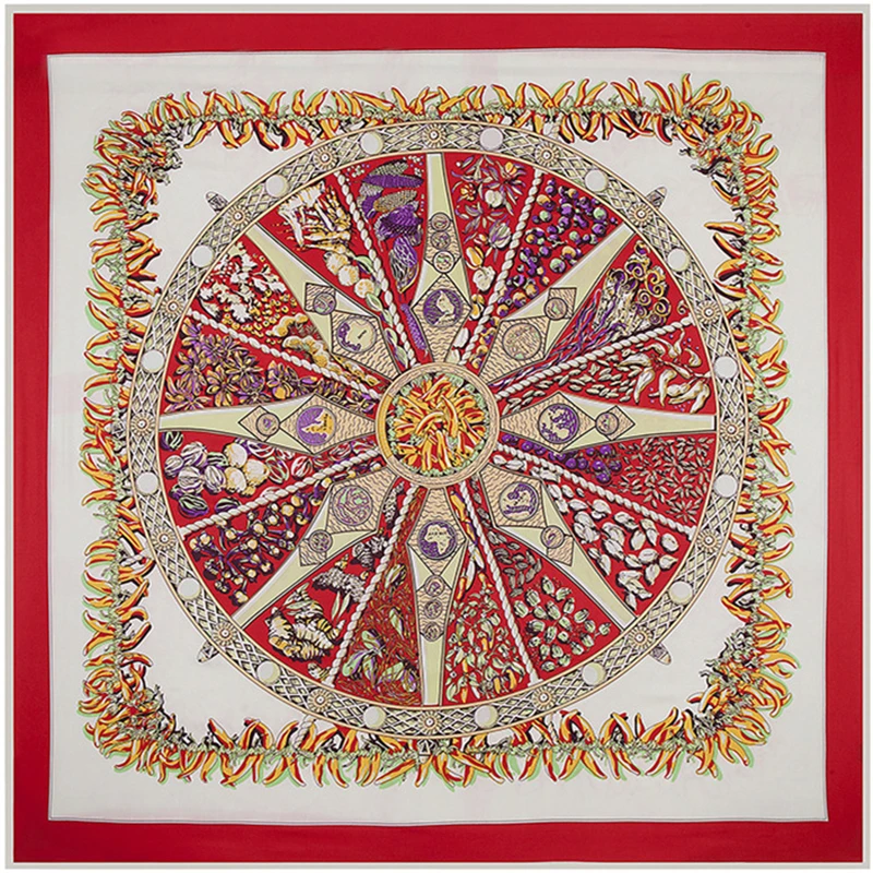 Саржевый Шелковый женский шарф 130*130 см евро перец богемный розовый компас с