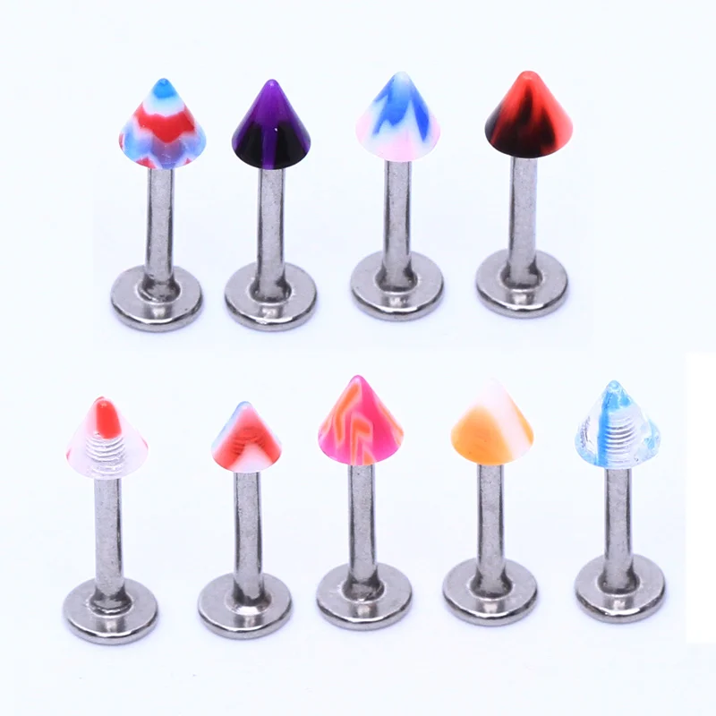 40 шт. разноцветные шарик-шип кольцо для губ стержень губа гвоздик пирсинга тела