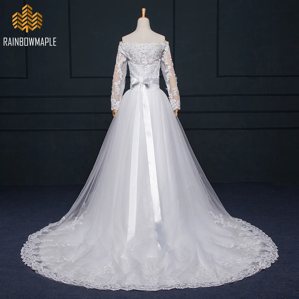 Модный с плеча бисером кружевные аппликации торжественные платья винтажная