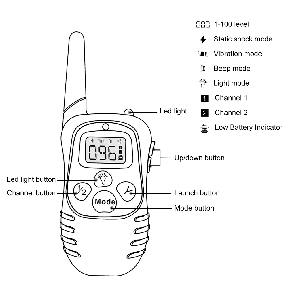 Petrainer 998DRB-1 силиконовые кнопки электрический ошейник 300 м Управление