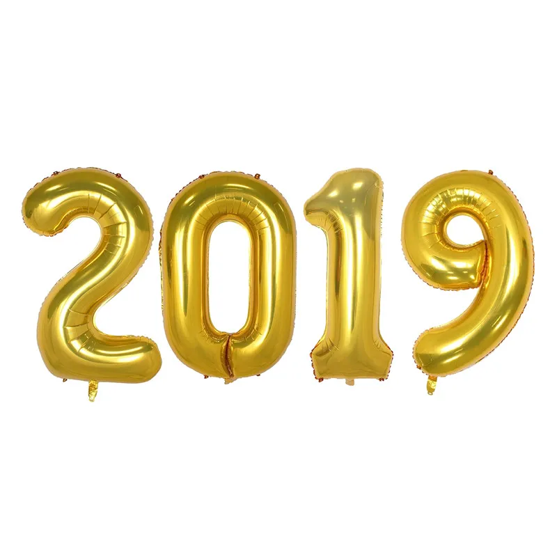 40 дюймов 2019 шары с новым годом Золотая/серебряная фольга гелиевые рождественские