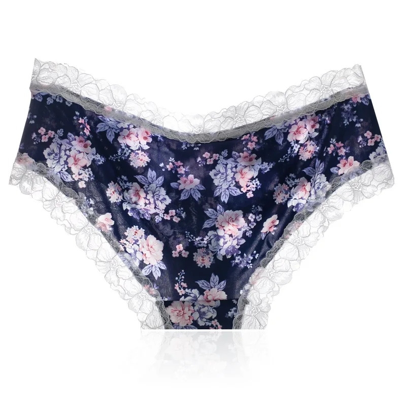 Женские сексуальные кружевные трусики Дышащие хлопковые трусы высокого