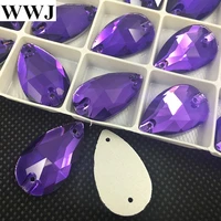 10 5x18mm pear teardrop sew on rhinestones dark purpl color 11x18mm sewing glass crystal stone