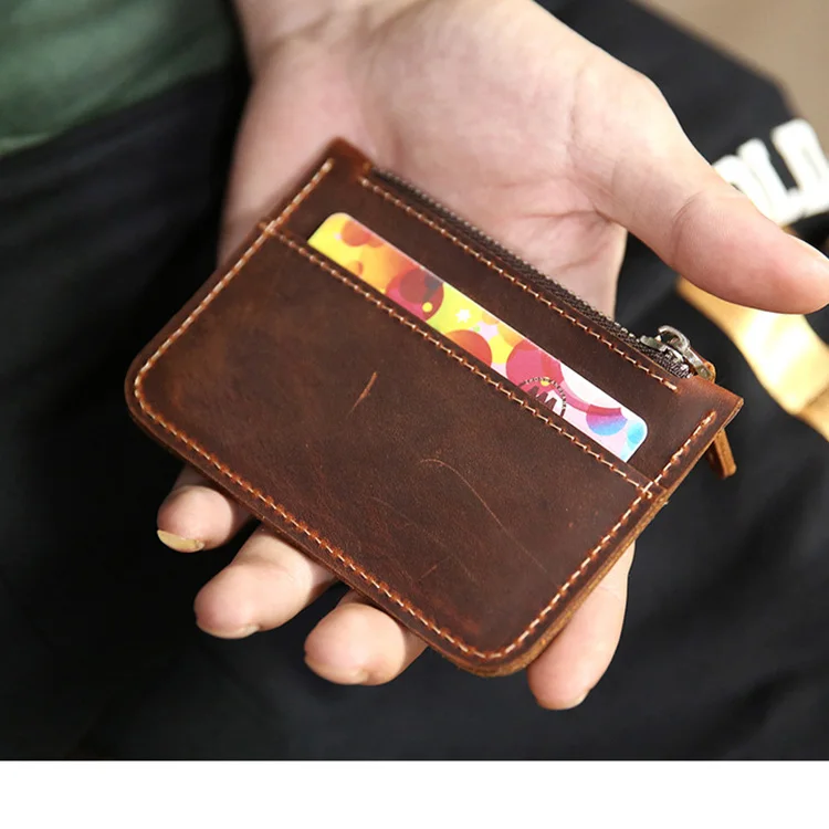 Тонкий кошелек для карт из натуральной кожи мужчин и женщин деловой держатель на