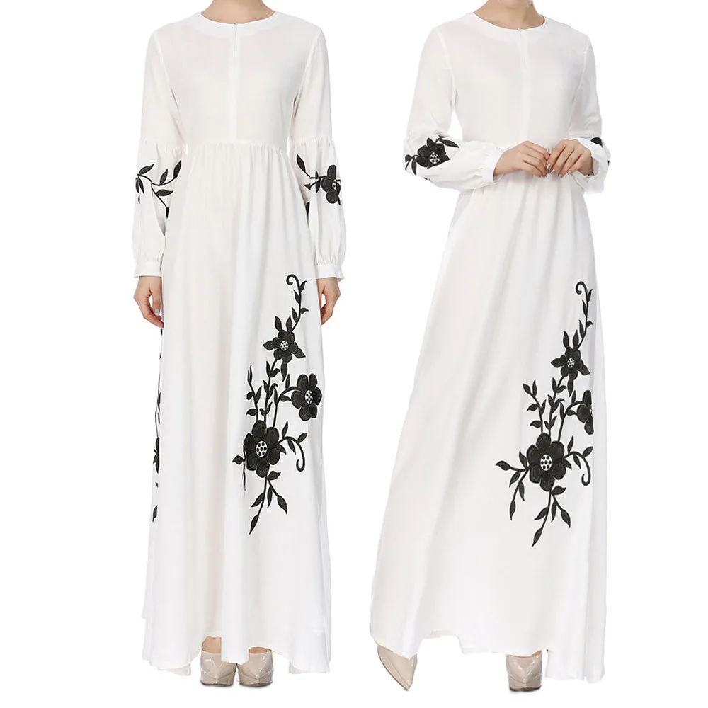 

Ramadan Islamic Prayer Clothing Worship Service Wholesale Womens Muslim Chiffon Long Sleeve Long Maxi Dress Vintage DressesY415
