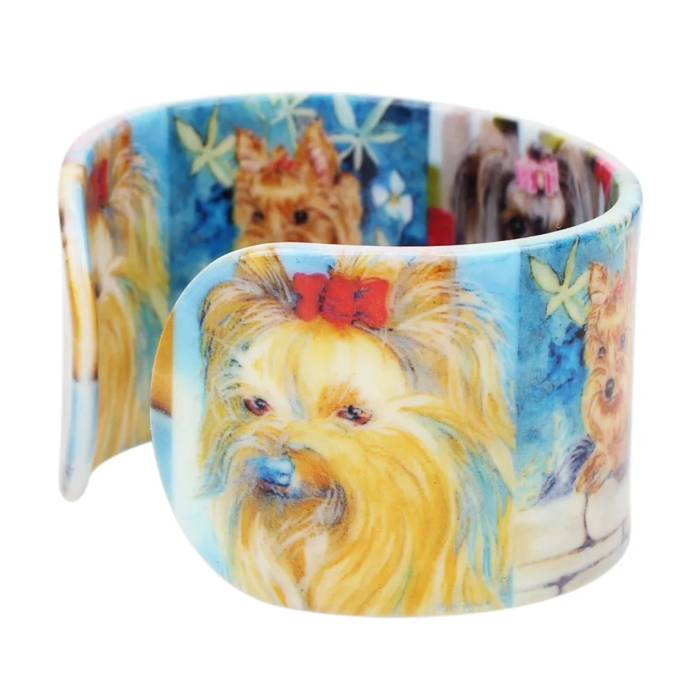 Bonsny пластиковые цветочные браслеты Shih Tzu с собакой индийские модные животными